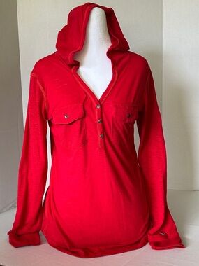 KUHL WOMENS LOLA HENLEY HOODED LONG SLEEVE TOP SIZE SMALL
